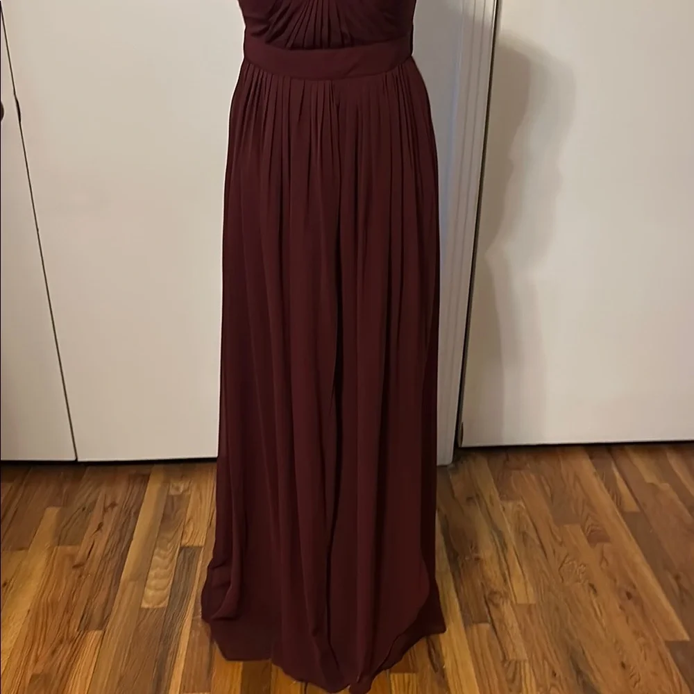 Elegant Strapless Burgundy Dress - Picture 3 of 10